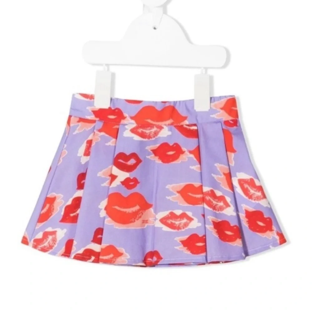 ELISABETTA FRANCHI LA MIA BAMBINA LIPS-PRINT SKIRT
